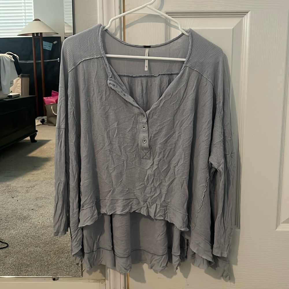 Free People shirt waffle weave knit shirt Oversized